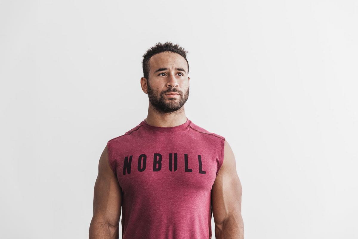 Nobull Sleeveless Men\'s T Shirts Red | Australia (RL4708)